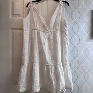 White Sleeveless Cotton Beach Dress Cover up. size medium
